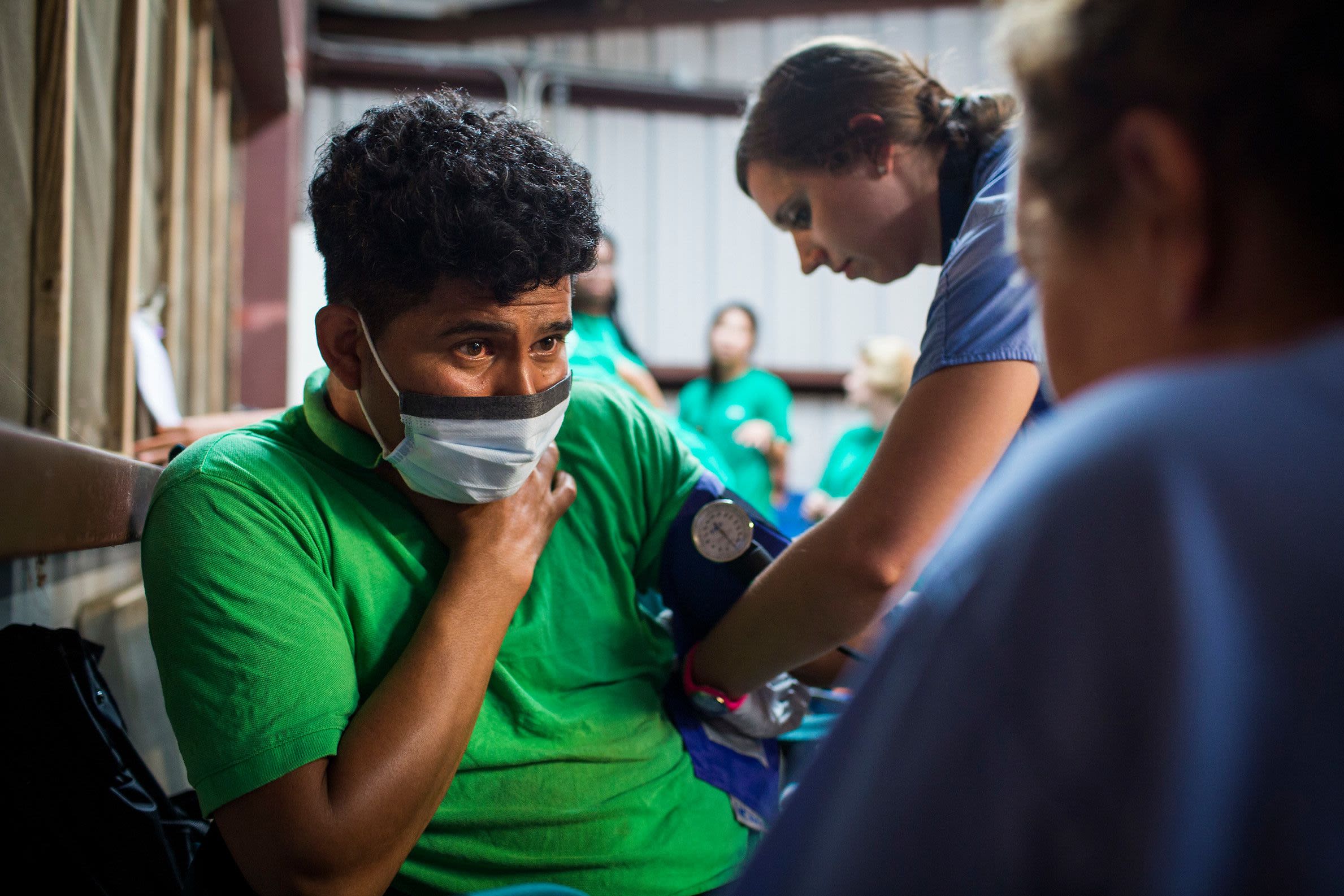 A patient gets his blood pressure checke at the Moultrie Farm Clinic