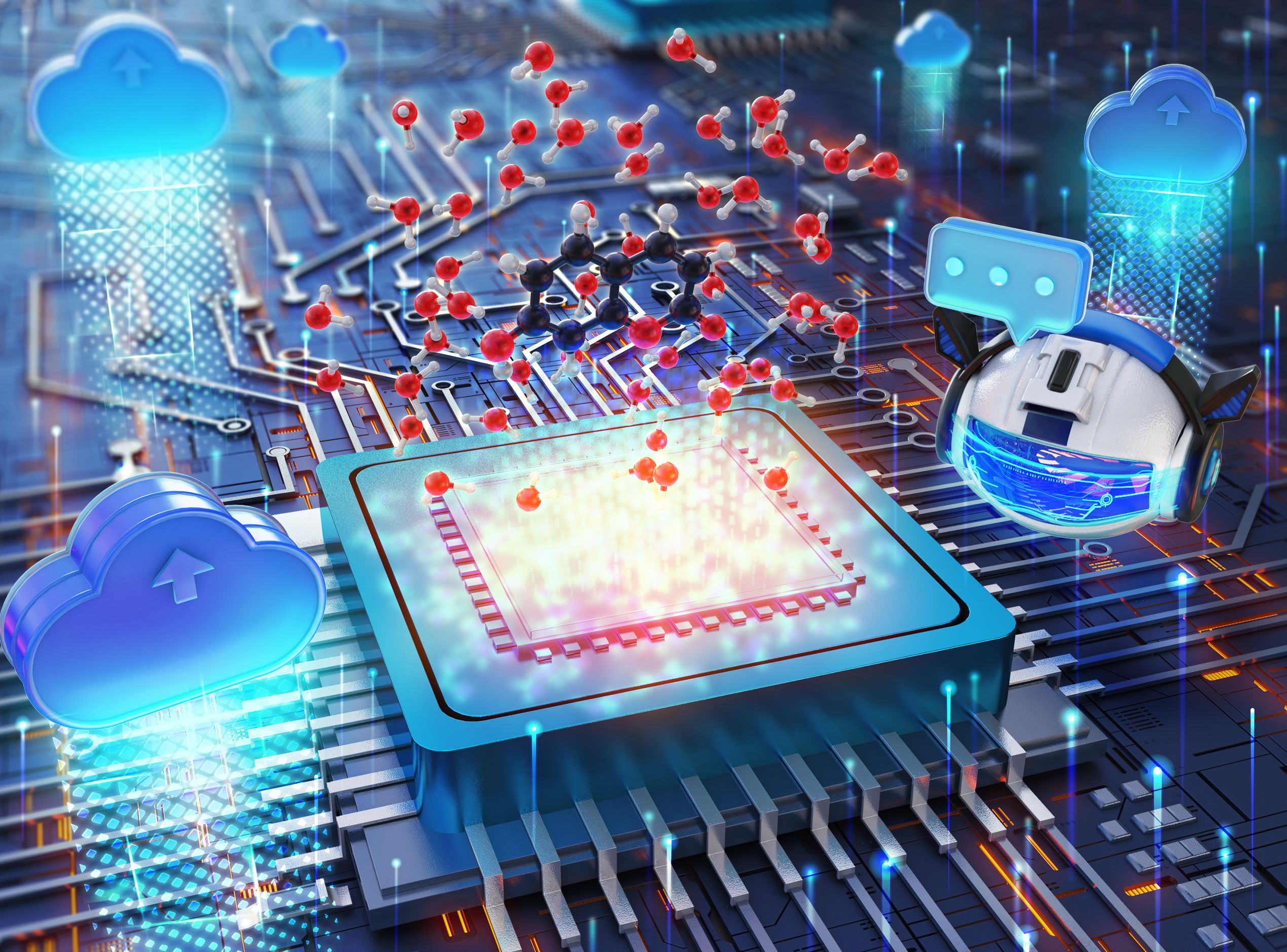 A graphic of AutoSolvateWeb on the cover of Chemical Science